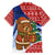 Russia Christmas Family Matching Off Shoulder Short Dress and Hawaiian Shirt with Santa Bear Gift Box Christmas Tree and Red Snowflake - Wonder Print Shop