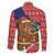 Russia Christmas Family Matching Tank Maxi Dress and Hawaiian Shirt with Santa Bear Gift Box Christmas Tree and Red Snowflake - Wonder Print Shop