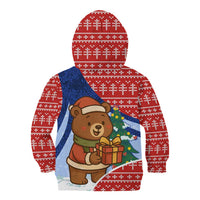 Russia Christmas Kid Hoodie with Santa Bear Gift Box Christmas Tree and Red Snowflake - Wonder Print Shop