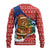 Russia Christmas Ugly Christmas Sweater with Santa Bear Gift Box Christmas Tree and Red Snowflake - Wonder Print Shop