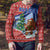 Russia Christmas Ugly Christmas Sweater with Santa Bear Gift Box Christmas Tree and Red Snowflake - Wonder Print Shop