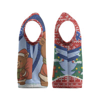 Russia Christmas Knitted V-Neck Vest with Santa Bear Gift Box Christmas Tree and Red Snowflake - Wonder Print Shop