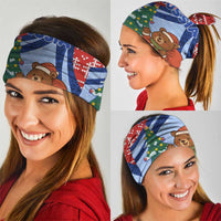 Russia Christmas Neck Gaiter with Santa Bear Gift Box Christmas Tree and Red Snowflake - Wonder Print Shop