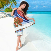 Russia Christmas Sarong with Santa Bear Gift Box Christmas Tree and Red Snowflake - Wonder Print Shop