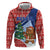 Russia Christmas Zip Hoodie with Santa Bear Gift Box Christmas Tree and Red Snowflake - Wonder Print Shop