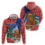 Russia Christmas Zip Hoodie with Santa Bear Gift Box Christmas Tree and Red Snowflake - Wonder Print Shop