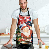 Russia Christmas Apron with Dancing Santa Christmas Tree Lights and Red Snowflake - Wonder Print Shop