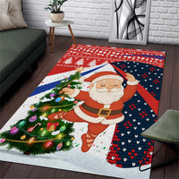 Russia Christmas Area Rug with Dancing Santa Christmas Tree Lights and Red Snowflake - Wonder Print Shop