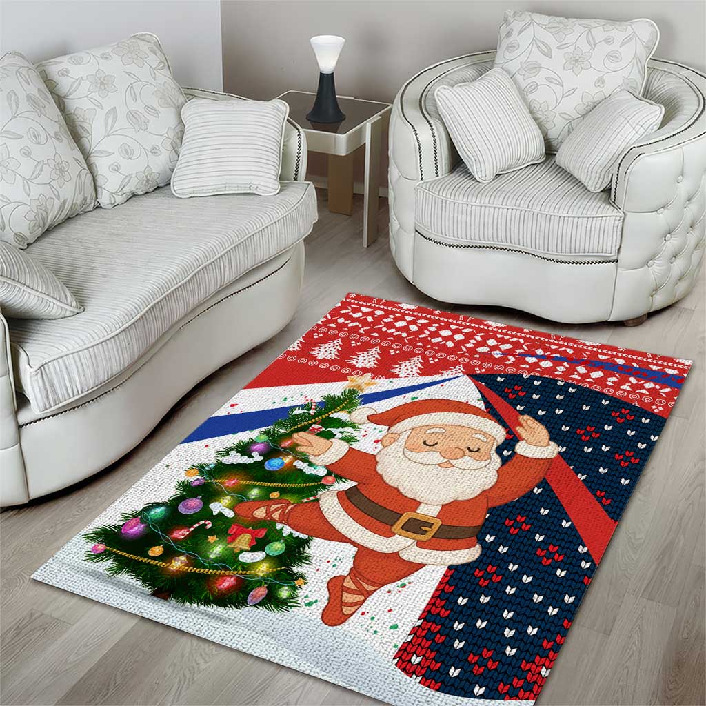 Russia Christmas Area Rug with Dancing Santa Christmas Tree Lights and Red Snowflake - Wonder Print Shop