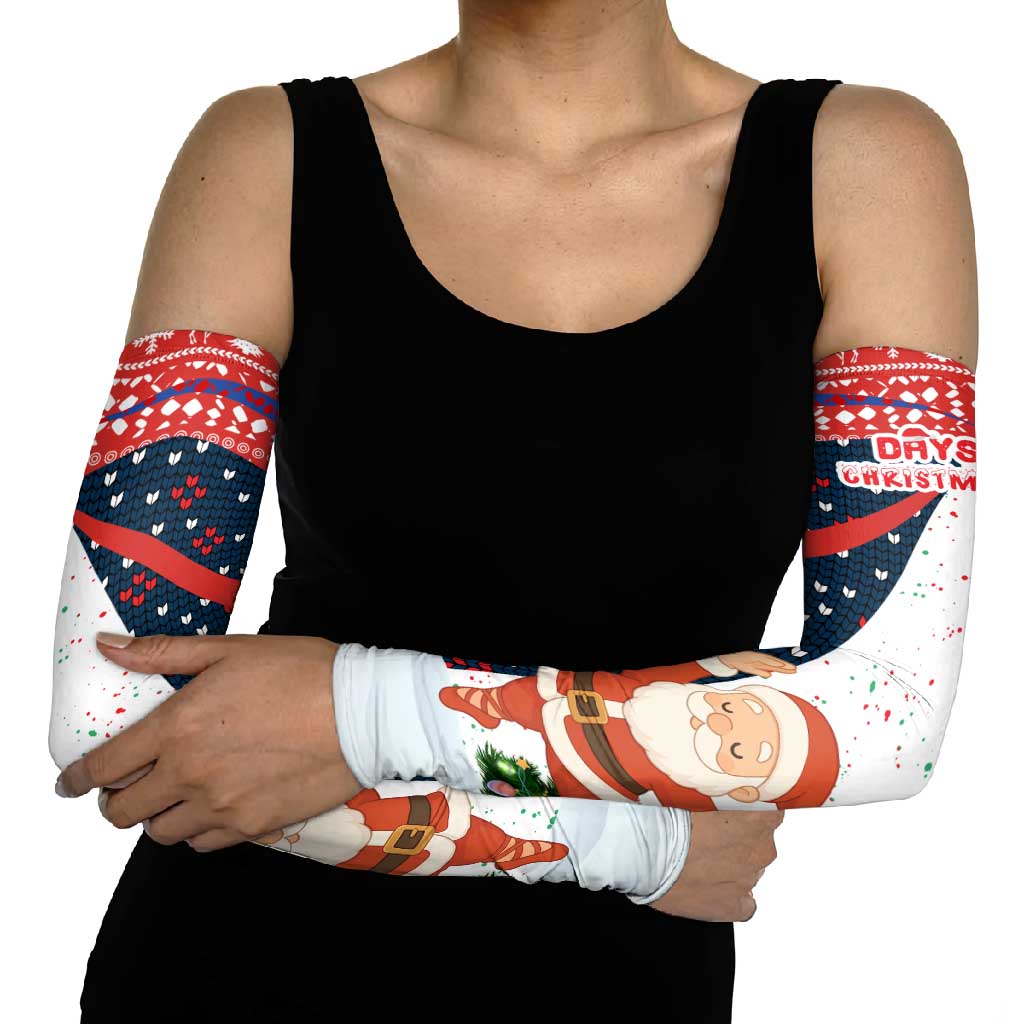 Russia Christmas Arm Sleeves with Dancing Santa Christmas Tree Lights and Red Snowflake - Wonder Print Shop