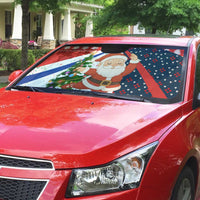 Russia Christmas Auto Sun Shade with Dancing Santa Christmas Tree Lights and Red Snowflake - Wonder Print Shop