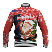 Russia Christmas Baseball Jacket with Dancing Santa Christmas Tree Lights and Red Snowflake - Wonder Print Shop