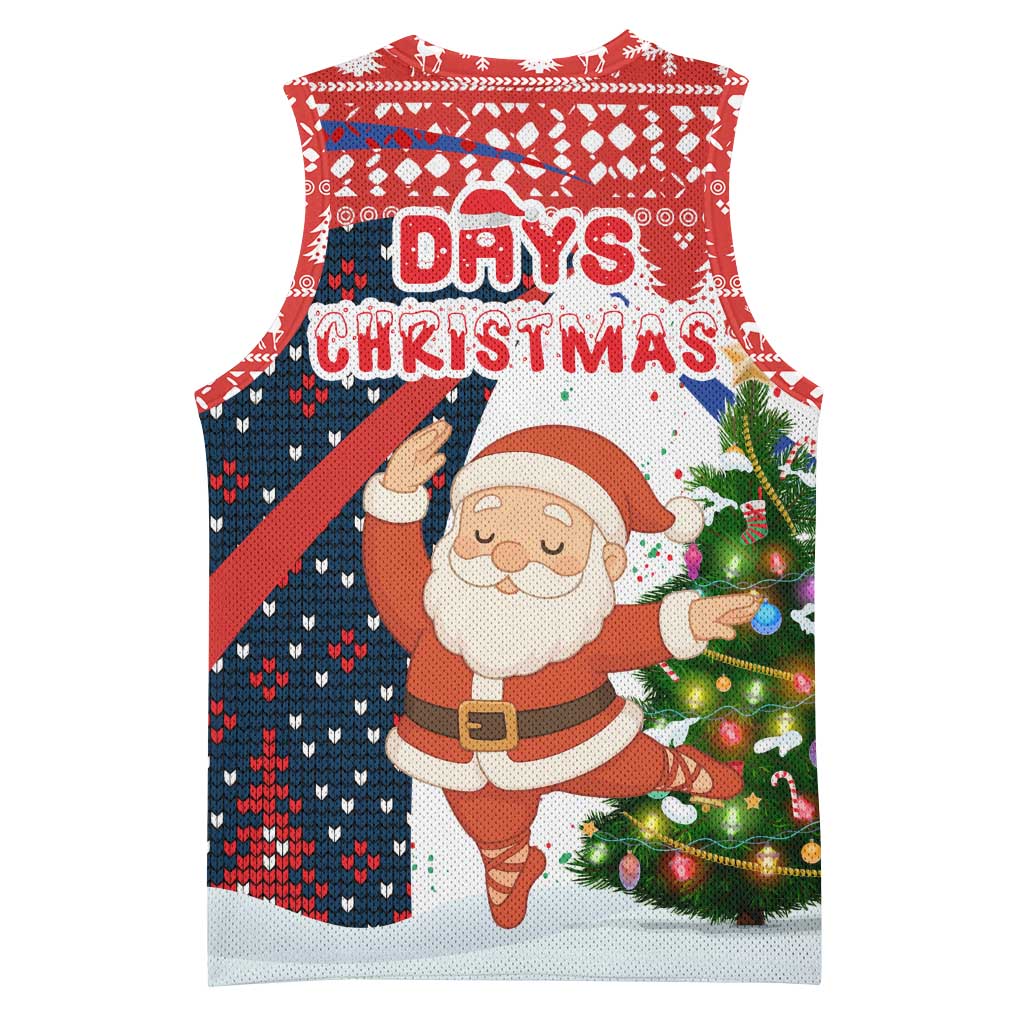 Russia Christmas Basketball Jersey with Dancing Santa Christmas Tree Lights and Red Snowflake - Wonder Print Shop