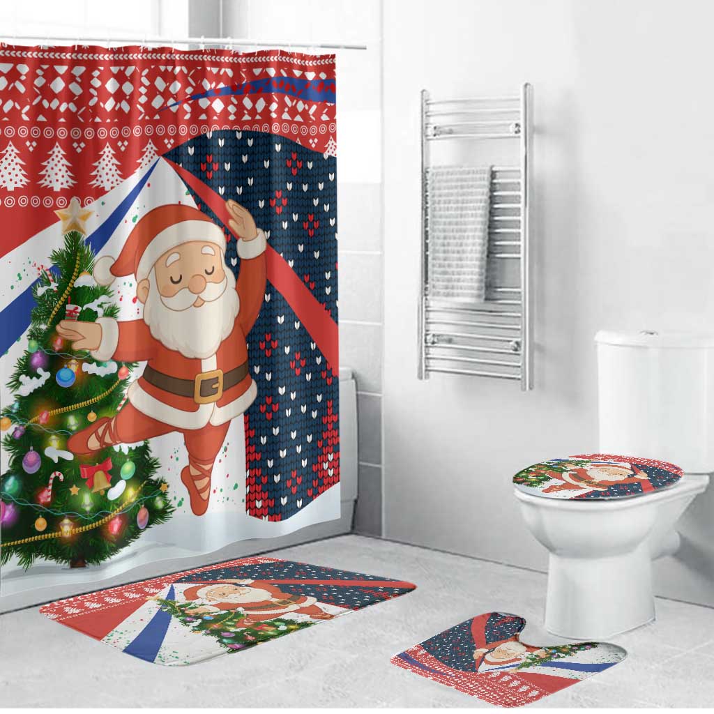 Russia Christmas Bathroom Set with Dancing Santa Christmas Tree Lights and Red Snowflake - Wonder Print Shop