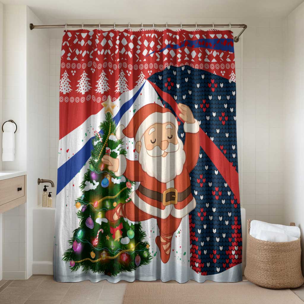 Russia Christmas Bathroom Set with Dancing Santa Christmas Tree Lights and Red Snowflake - Wonder Print Shop