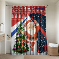 Russia Christmas Bathroom Set with Dancing Santa Christmas Tree Lights and Red Snowflake - Wonder Print Shop