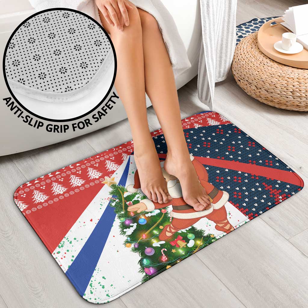 Russia Christmas Bathroom Set with Dancing Santa Christmas Tree Lights and Red Snowflake - Wonder Print Shop