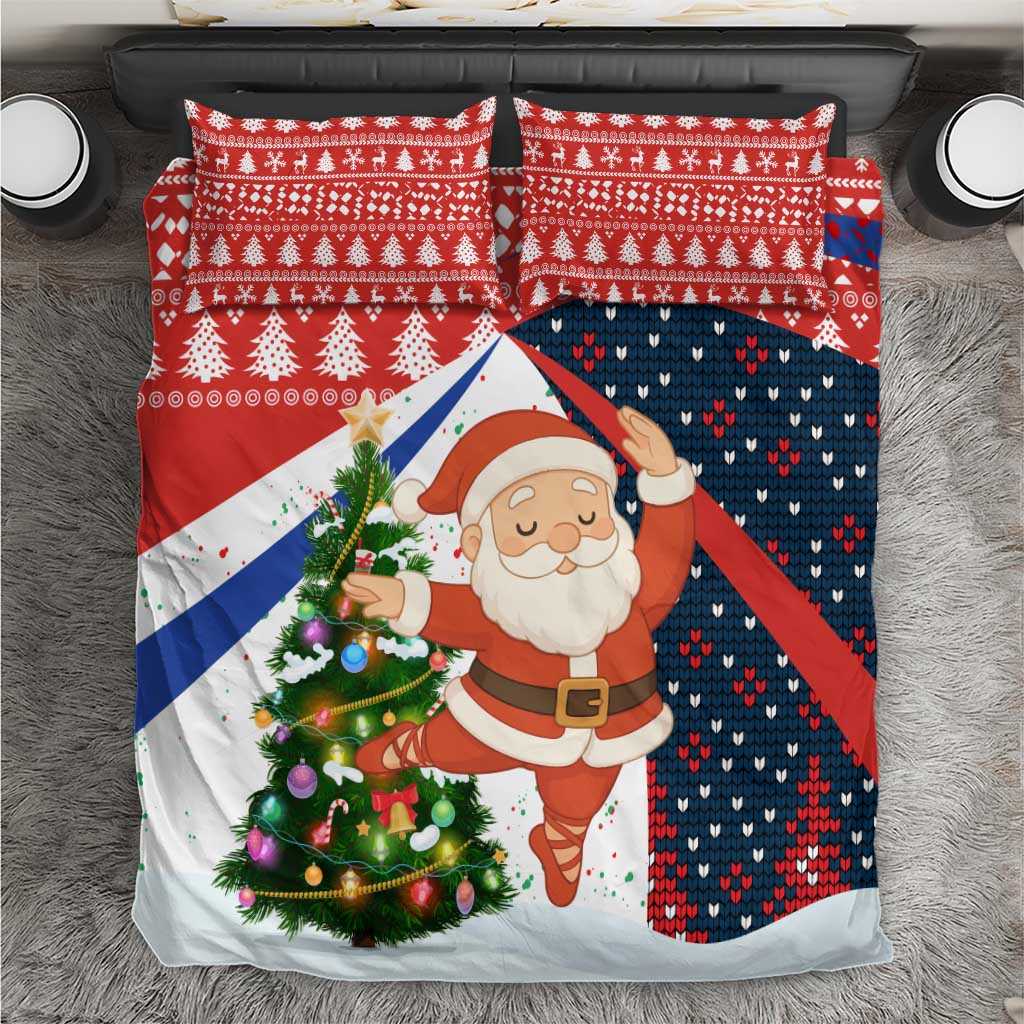 Russia Christmas Bedding Set with Dancing Santa Christmas Tree Lights and Red Snowflake - Wonder Print Shop
