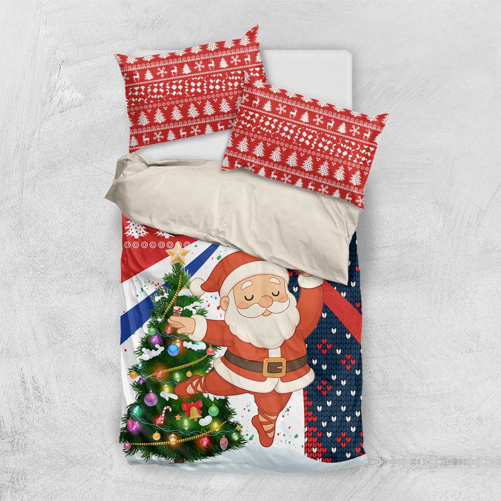 Russia Christmas Bedding Set with Dancing Santa Christmas Tree Lights and Red Snowflake - Wonder Print Shop
