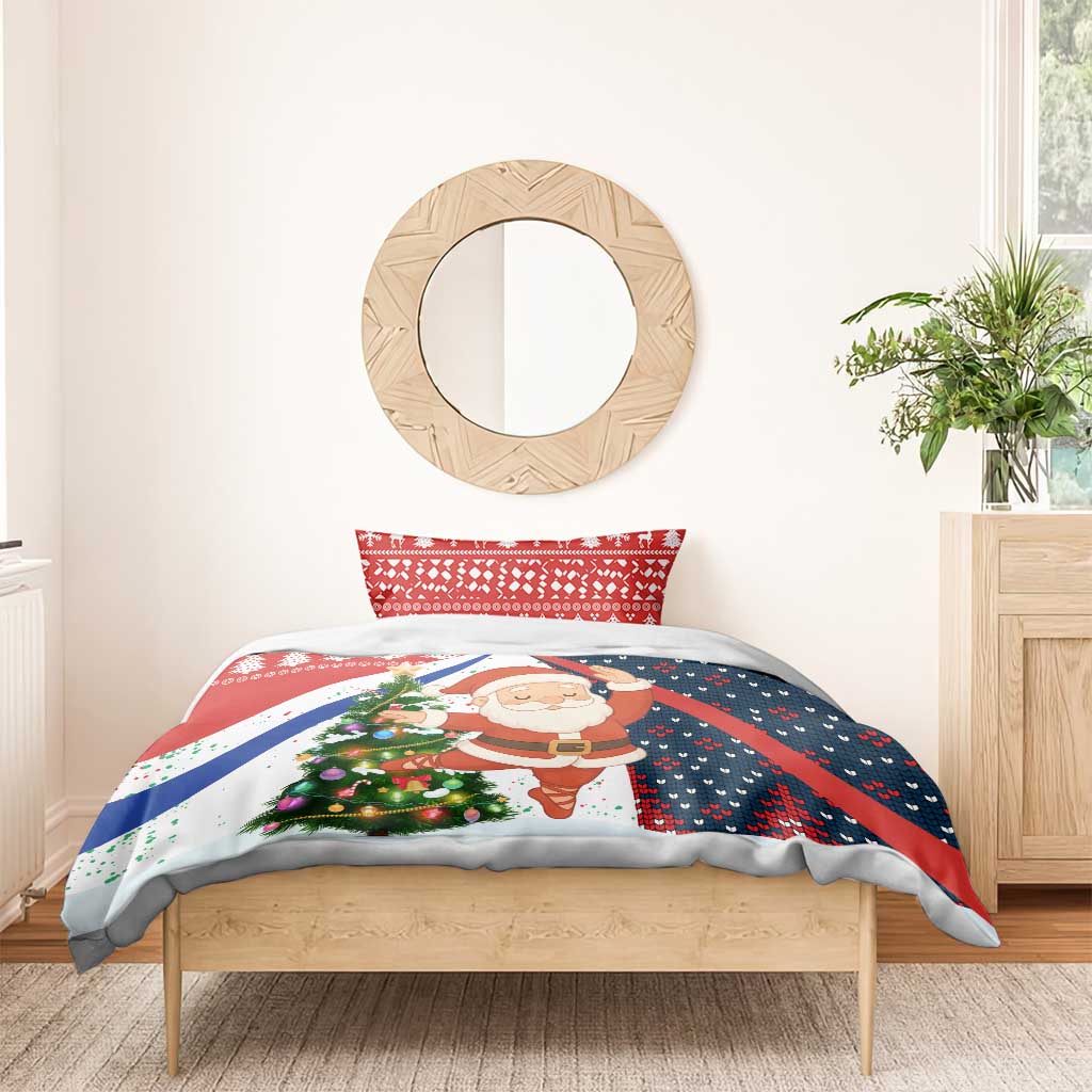 Russia Christmas Bedding Set with Dancing Santa Christmas Tree Lights and Red Snowflake - Wonder Print Shop