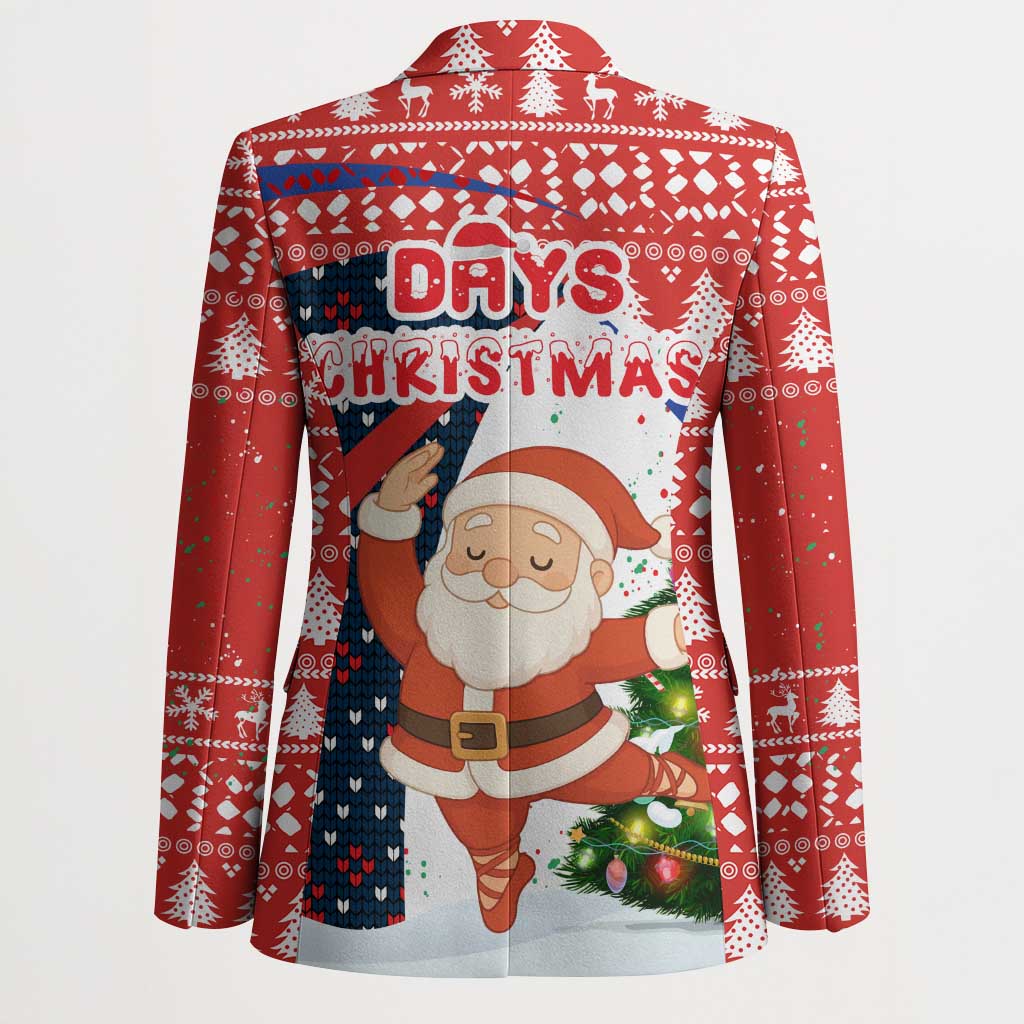 Russia Christmas Blazer with Dancing Santa Christmas Tree Lights and Red Snowflake - Wonder Print Shop
