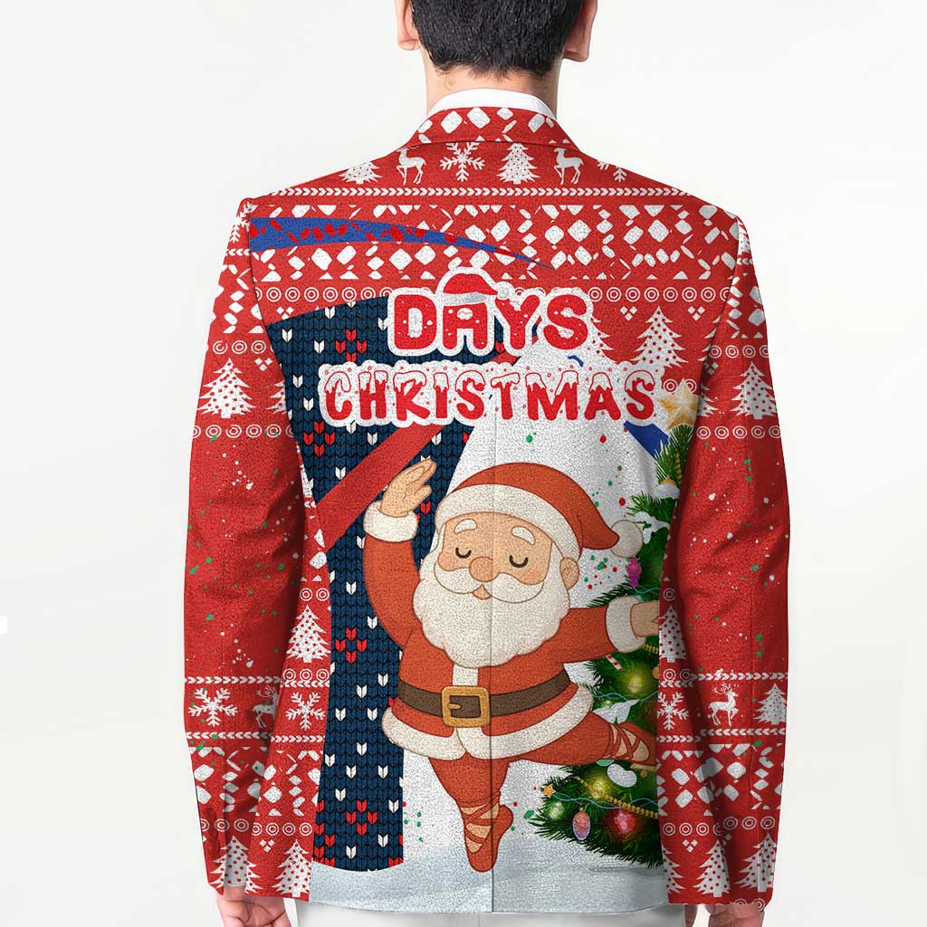 Russia Christmas Blazer with Dancing Santa Christmas Tree Lights and Red Snowflake - Wonder Print Shop