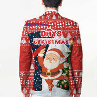 Russia Christmas Blazer with Dancing Santa Christmas Tree Lights and Red Snowflake - Wonder Print Shop