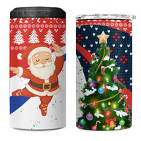 Russia Christmas 4 in 1 Can Cooler Tumbler with Dancing Santa Christmas Tree Lights and Red Snowflake - Wonder Print Shop