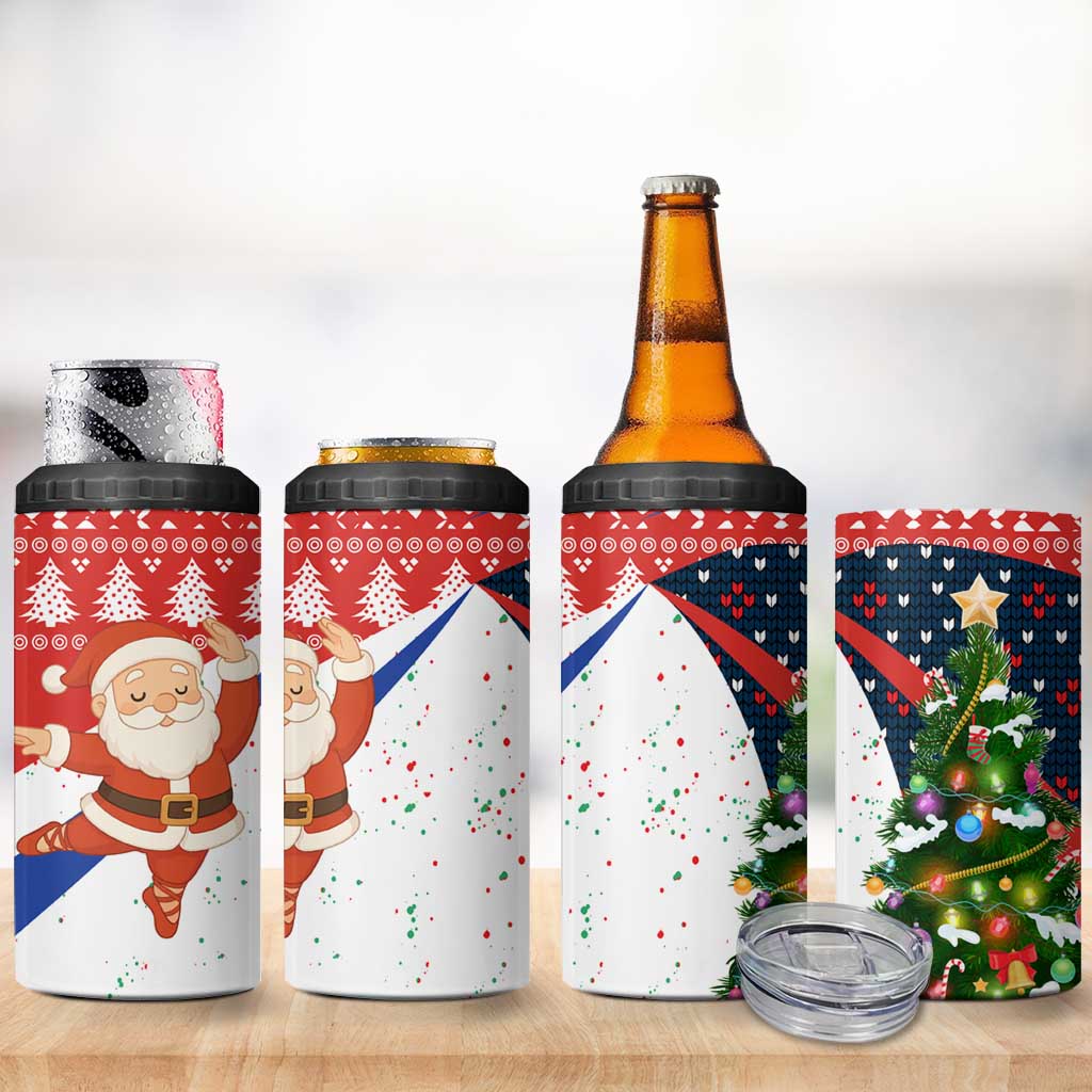 Russia Christmas 4 in 1 Can Cooler Tumbler with Dancing Santa Christmas Tree Lights and Red Snowflake - Wonder Print Shop