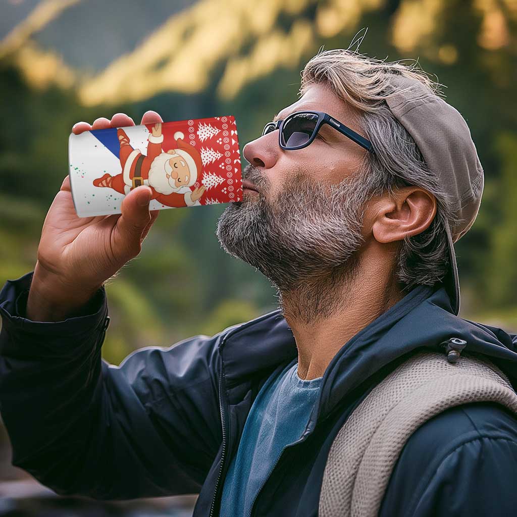 Russia Christmas 4 in 1 Can Cooler Tumbler with Dancing Santa Christmas Tree Lights and Red Snowflake - Wonder Print Shop