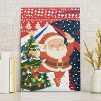 Russia Christmas Canvas Wall Art with Dancing Santa Christmas Tree Lights and Red Snowflake - Wonder Print Shop