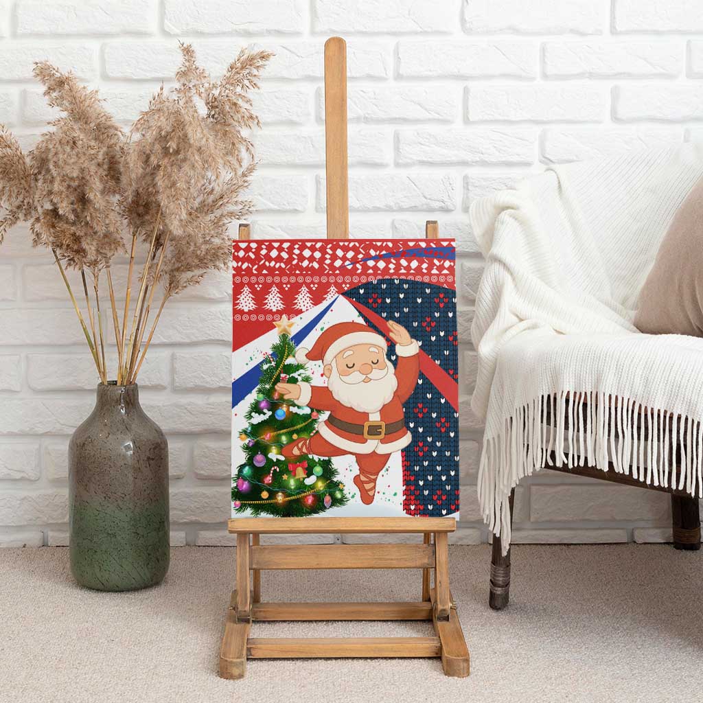 Russia Christmas Canvas Wall Art with Dancing Santa Christmas Tree Lights and Red Snowflake - Wonder Print Shop