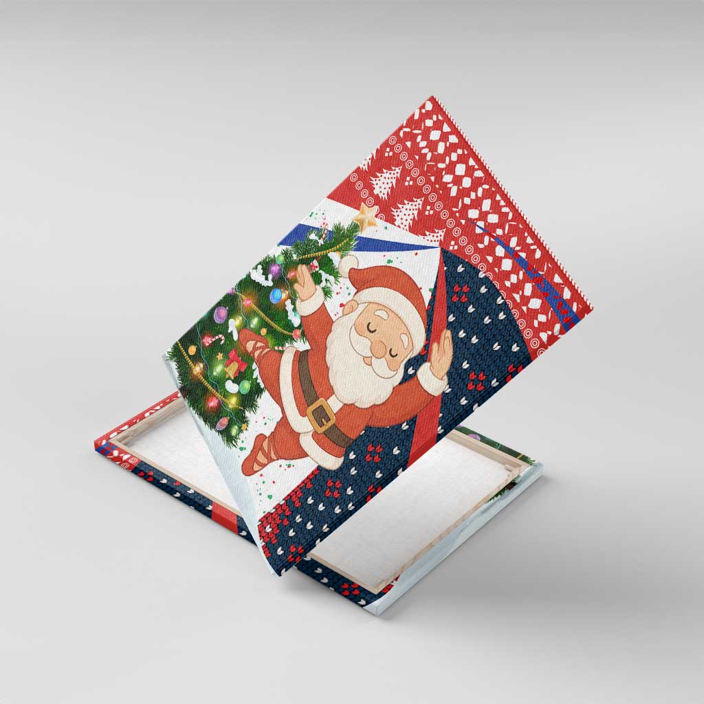 Russia Christmas Canvas Wall Art with Dancing Santa Christmas Tree Lights and Red Snowflake - Wonder Print Shop