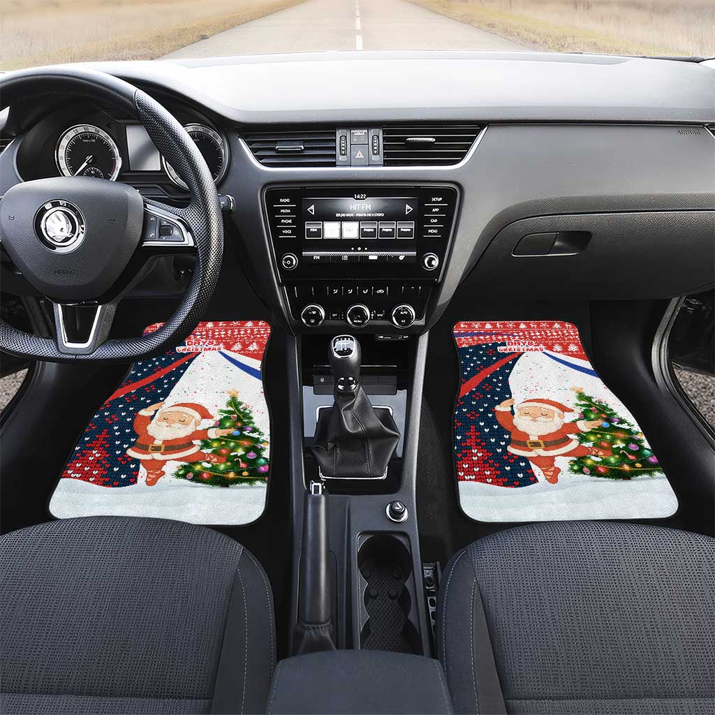 Russia Christmas Car Mats with Dancing Santa Christmas Tree Lights and Red Snowflake - Wonder Print Shop