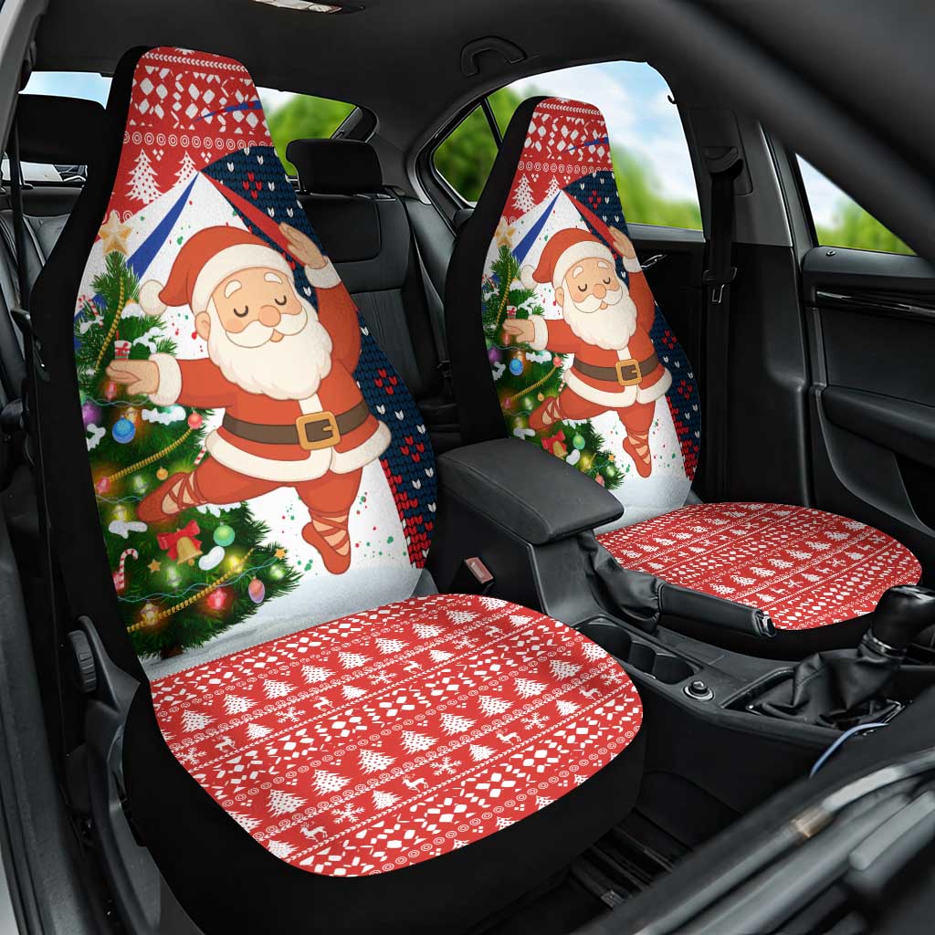 Russia Christmas Car Seat Cover with Dancing Santa Christmas Tree Lights and Red Snowflake - Wonder Print Shop