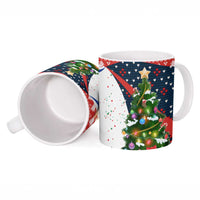 Russia Christmas Ceramic Mug with Dancing Santa Christmas Tree Lights and Red Snowflake - Wonder Print Shop