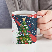Russia Christmas Ceramic Mug with Dancing Santa Christmas Tree Lights and Red Snowflake - Wonder Print Shop