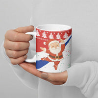 Russia Christmas Ceramic Mug with Dancing Santa Christmas Tree Lights and Red Snowflake - Wonder Print Shop