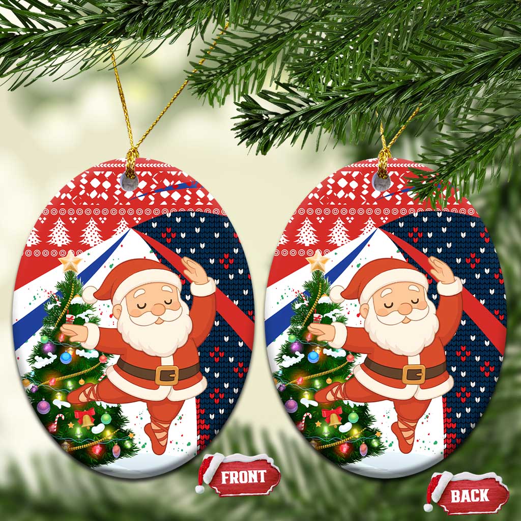Russia Christmas Ceramic Ornament with Dancing Santa Christmas Tree Lights and Red Snowflake - Wonder Print Shop