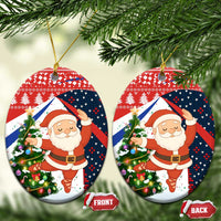 Russia Christmas Ceramic Ornament with Dancing Santa Christmas Tree Lights and Red Snowflake - Wonder Print Shop