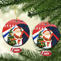Russia Christmas Ceramic Ornament with Dancing Santa Christmas Tree Lights and Red Snowflake - Wonder Print Shop