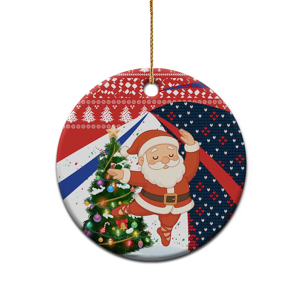 Russia Christmas Ceramic Ornament with Dancing Santa Christmas Tree Lights and Red Snowflake - Wonder Print Shop