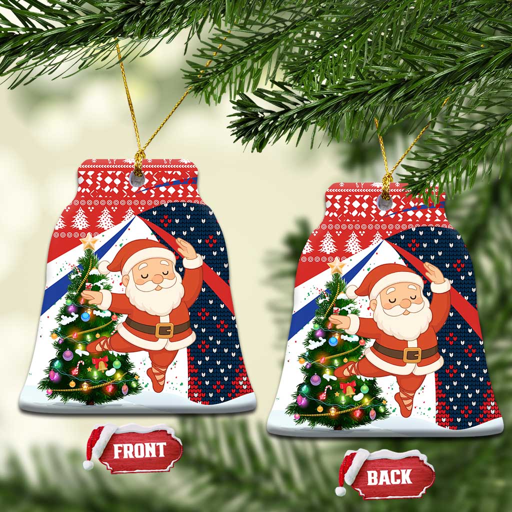 Russia Christmas Ceramic Ornament with Dancing Santa Christmas Tree Lights and Red Snowflake - Wonder Print Shop