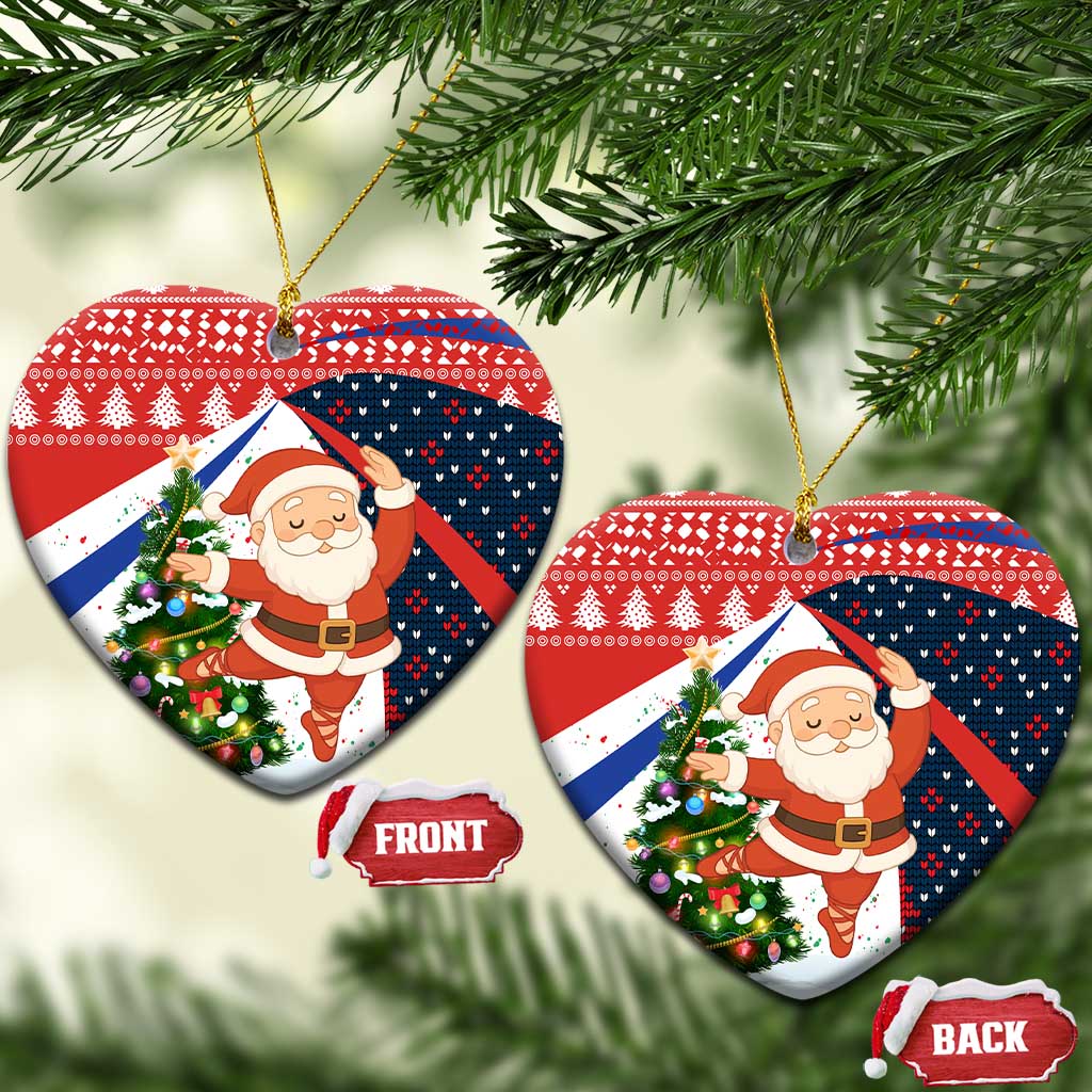 Russia Christmas Ceramic Ornament with Dancing Santa Christmas Tree Lights and Red Snowflake - Wonder Print Shop