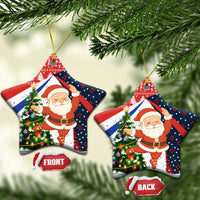 Russia Christmas Ceramic Ornament with Dancing Santa Christmas Tree Lights and Red Snowflake - Wonder Print Shop