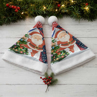 Russia Christmas Santa Hat with Dancing Santa Christmas Tree Lights and Red Snowflake - Wonder Print Shop