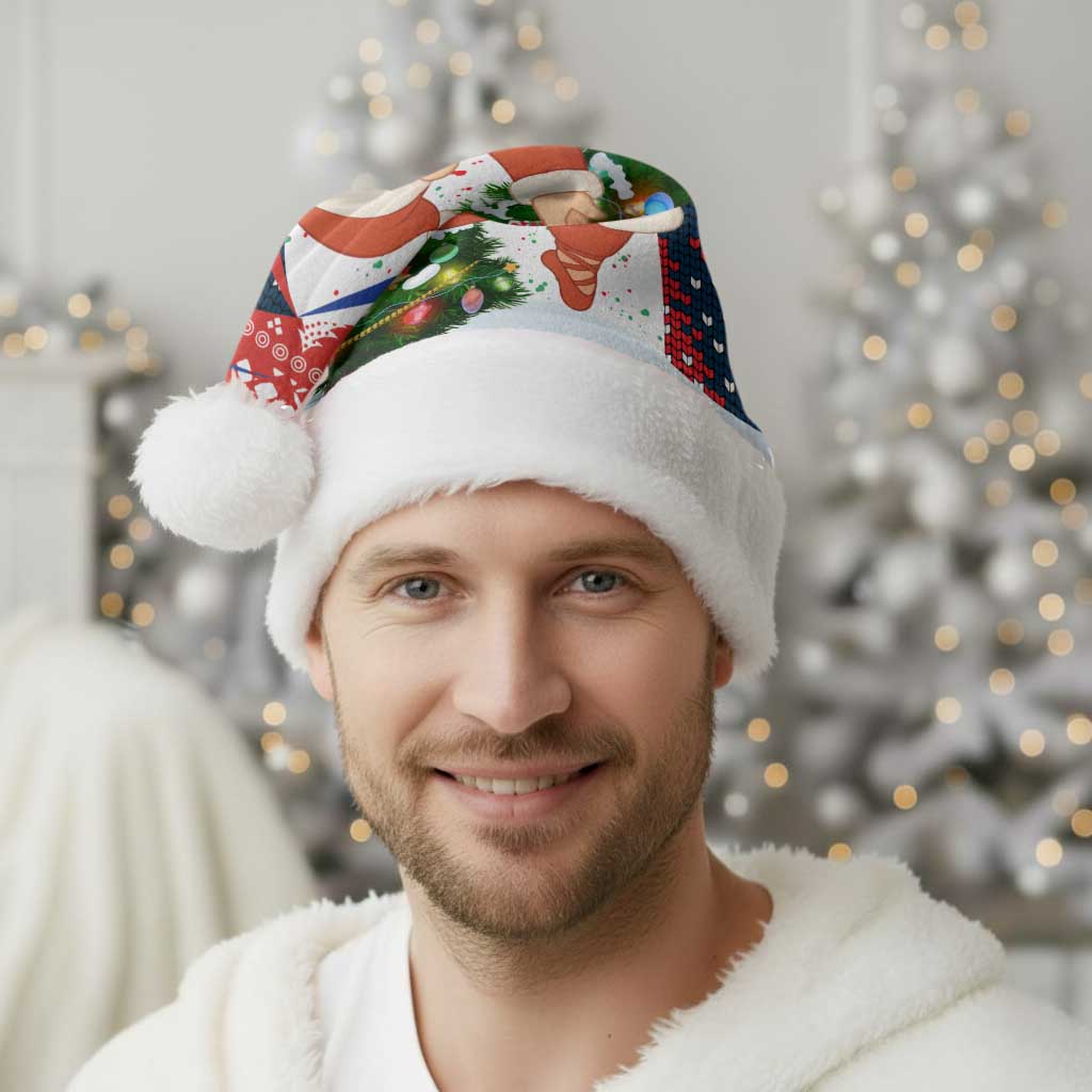 Russia Christmas Santa Hat with Dancing Santa Christmas Tree Lights and Red Snowflake - Wonder Print Shop