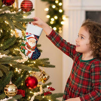 Russia Christmas Stocking with Dancing Santa Christmas Tree Lights and Red Snowflake - Wonder Print Shop