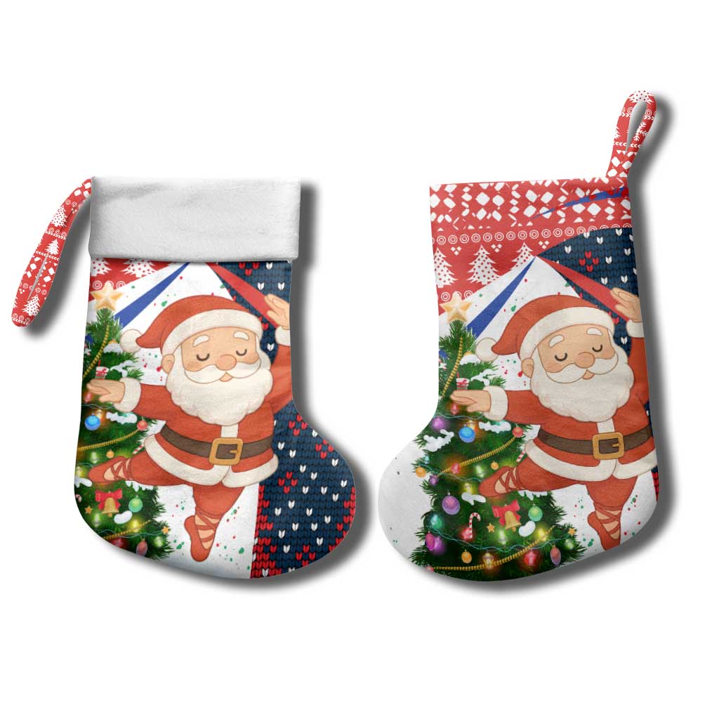 Russia Christmas Stocking with Dancing Santa Christmas Tree Lights and Red Snowflake - Wonder Print Shop