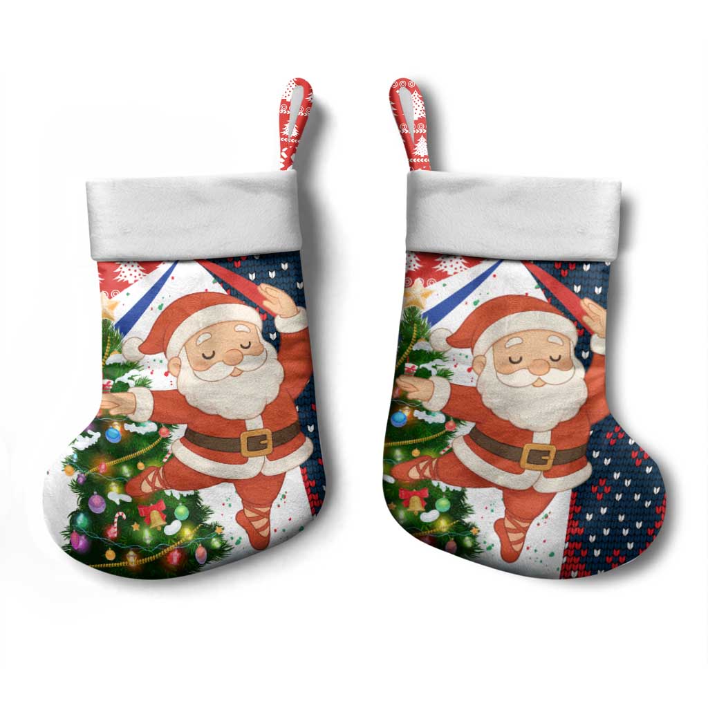 Russia Christmas Stocking with Dancing Santa Christmas Tree Lights and Red Snowflake - Wonder Print Shop